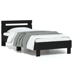 Berkfield Bed Frame without Mattress with Headboard Black 90x200 cm