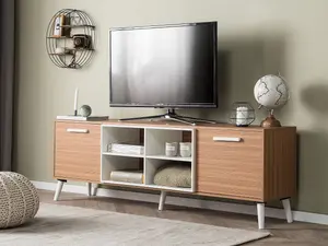 Beliani Traditional TV Stand Light Wood ALLOA