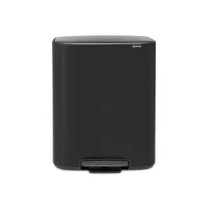 Brabantia Bo 30 Litre + 30 Litre Pedal Bin with Two Inner Buckets Matt Black