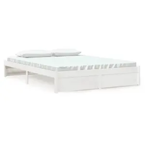 Berkfield Bed Frame White Solid Wood 150x200 cm King Size