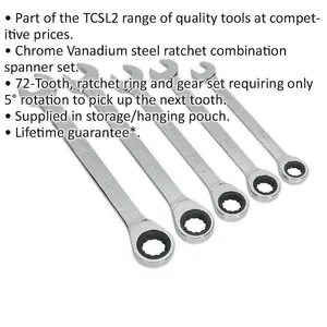 5-Piece Slim Handled Metric Spanner Set with 12-Point Design