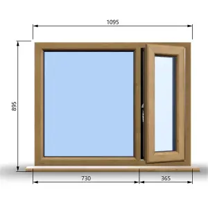 1095mm (W) x 895mm (H) Wooden Stormproof Window - 1/3 Right Opening Window - Toughened Safety Glass