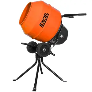 Excel 160L Portable Cement Mixer 240V/650W with Wheels - Orange