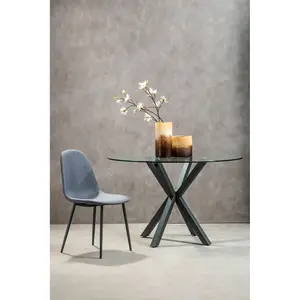 Interiors by Premier Dining Chair with Grey Powder Legs, Easy to Clean Velvet Accent Chair, High-Back Comfy Armchair