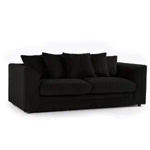 SofaSelection's Jumbo Cord (Scatter Back) 3 Seater Sofa Black