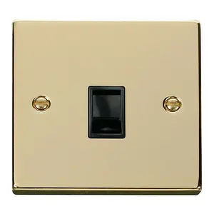 Polished Brass Rj11 Socket - Black Trim - SE Home