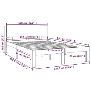 Berkfield Bed Frame Solid Wood 120x190 cm Small Double