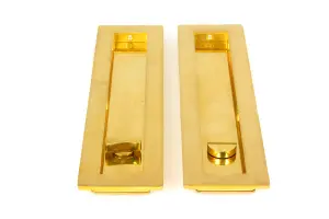 From The Anvil Polished Brass 250mm Plain Rectangular Pull - Privacy Set