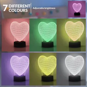 Aquarius LED 3D Colour Changing Hologram Night Light and Desk Lamp - Heart