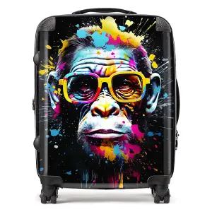 Coloured Splashart Monkey Face Suitcase - Large