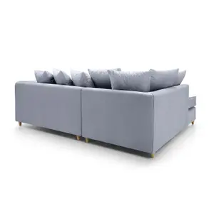 Chicago Velvet Left Facing Corner Sofa in Silver Blue