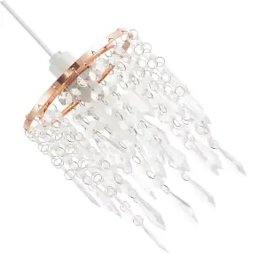 Modern Waterfall Design Copper Pendant Shade with Clear Acrylic Drops and Beads