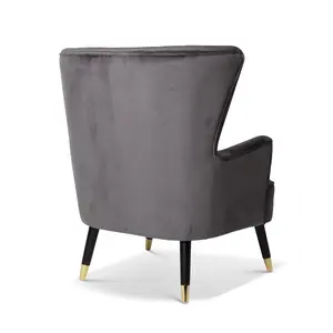 Velvet Dark Grey Camila Accent Wingback Chair