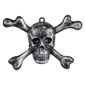 Halloween Wall Decorations Skull & Crossbones Party, Trick or Treat  Silver