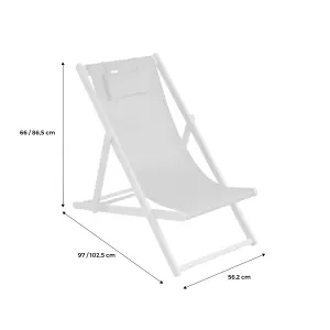 sweeek. Pair of eucalyptus deck chairs with headrest cushions Creus Anthracite 102x56x86 cm