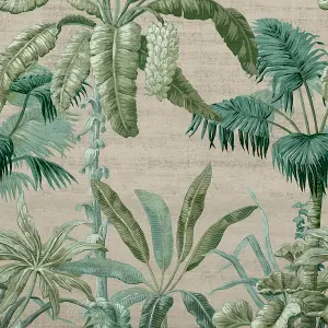 Botanical Palm Leaves 3 lane Repeatable Wallpaper Mural, Green