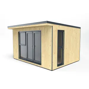 Forest Garden Xtend+ 11x13 ft with Double door & 2 windows Pent Garden office (H)2500mm x (W)4040mm - Assembly service included