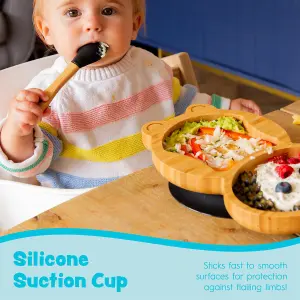 Tiny Dining - Children's Bamboo Suction Penguin Plate - Black