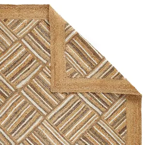 Handmade Modern Natural Easy to Clean Bordered Geometric Rug for Living Room Dining Room & Bedroom-160cm X 230cm