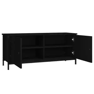 Berkfield TV Cabinet with Doors Black 102x35x45 cm Engineered Wood