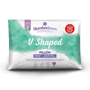 Slumberdown V Shape Pregnancy Pillow 2 Pack - Medium Support with 2 Pillowcase Orthopaedic 35x84cm