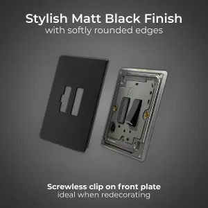 BG Flatplate Screwless Switched Fused Connection Unit, Matt Black