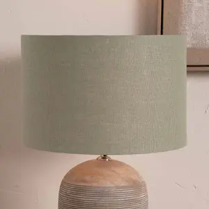 40cm Sage Green Linen Drum Cylinder Lampshade