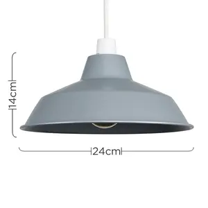 24cm Metal Bowl Pendant Shade Grey