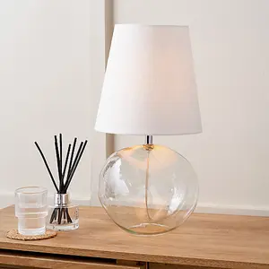 Coastal Clear Glass Table Lamp with White Shade