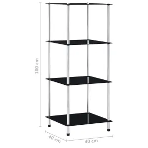 Berkfield 4-Tier Shelf Black 40x40x100 cm Tempered Glass