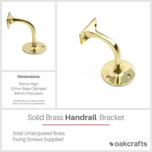 Oakcrafts - Solid Brass Handrail Bracket 80mm