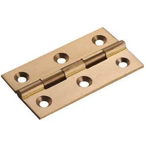 PAIR Cabinet Hinge - 64 x 35mm Satin Brass Cupboard Wardrobe Vanity Unit Fixings