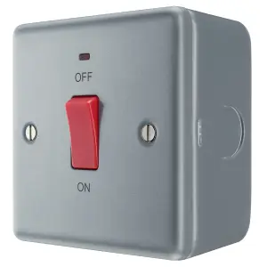 BG Metal Clad 45A Square Double Pole Switch With Power Indicator