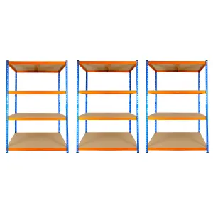 3 Bays of 4 Tier Extra Heavy Duty Storage Racking 1800h x 1200w x 600d mm 300kg