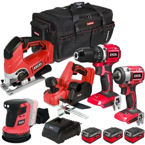 Excel 18V 5 Piece Power Tool Kit with 3 x 4.0Ah Batteries & Charger EXLKIT-16285