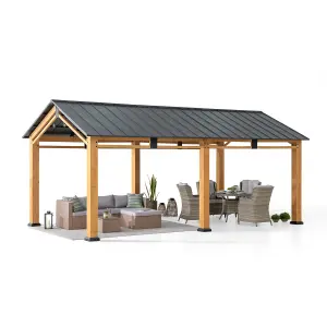 Sunjoy FSC Cedar Wood Gazebo Diran - 603cm x 336cm, Anthracite