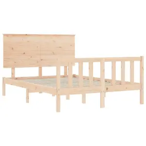 Berkfield Bed Frame with Headboard Small Double Solid Wood