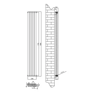 Kensington White Double Vertical Radiator - 1800x235mm