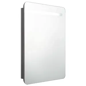 Berkfield LED Bathroom Mirror Cabinet Shining Grey 60x11x80 cm