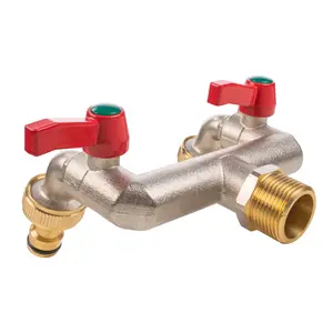 Outdoor Garden Metal tap Splitter/Manifold,Universal Hose connectors,3/4" bsp Inlet Thread(26mm Across) ASIN