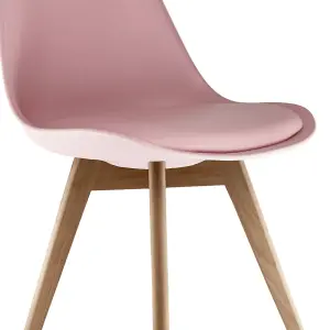 Soho Blush Pink Plastic Dining Chair with Squared Light Wood Legs