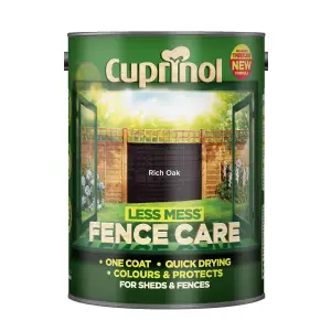 Cuprinol Less mess fence care Rich oak Matt Exterior Wood paint, 5L