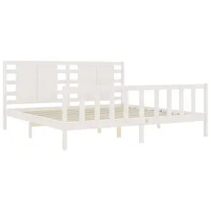 Berkfield Bed Frame with Headboard White 200x200 cm Solid Wood