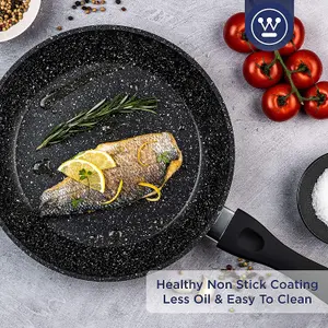 Westinghouse Non Stick Frying Pan - 20 cm Fry Pan Black Marble