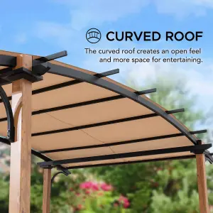 Sunjoy Pergola SKUTA - 406cm x 259cm  Steel  Natural Wood Looking Finish