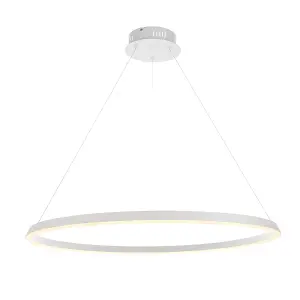 Luminosa Staten Single Pendant Light Matt White Paint, White Silicone