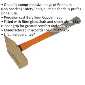 4.4lb Non-Sparking Cross Pein Engineer's Hammer with Fibreglass Handle