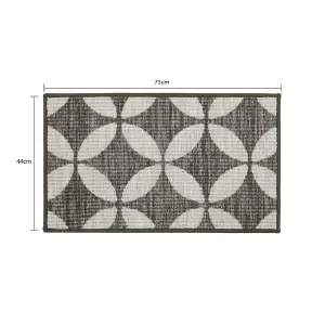 JVL Fiora Machine Washable Door Mat, 44 x 75 cm, Pewter