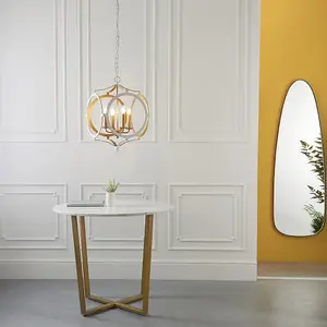 Luminosa Vicenza 4 Light Ceiling Pendant Matt White & Gold Paint