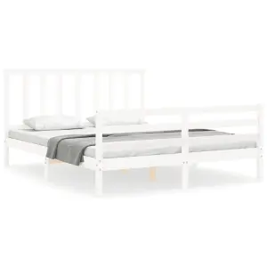 Berkfield Bed Frame with Headboard White 160x200 cm Solid Wood